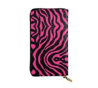 WZYWHJ Elegante cartera de piel con estampado de cebra, tigre, leopardo, rosa, para mujer, material duradero, 12 ranuras para tarjetas, compartimentos con cremallera, color negro, talla única, Black,