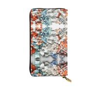 WZYWHJ Elegante cartera de piel con estampado de fragmentos de píxeles de cerámica, bolso largo para mujer, material duradero, 12 ranuras para tarjetas, compartimentos con cremallera