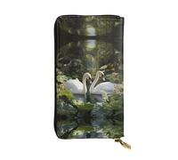 WZYWHJ Elegante cartera de piel estampada con cisnes en el jardín, bolso largo para mujer, material duradero, 12 ranuras para tarjetas, compartimentos con cremallera