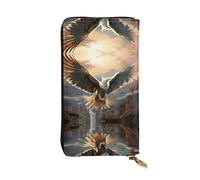 WZYWHJ Elegante cartera de piel estampada con diseño de pájaro que extiende sus alas - Bolso largo para mujer, material duradero, 12 ranuras para tarjetas, compartimentos con cremallera