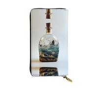 WZYWHJ Elegante cartera de piel estampada con mensaje en una botella en el mar, bolso largo para mujer, material duradero, 12 ranuras para tarjetas, compartimentos con cremallera