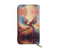 WZYWHJ Elegante cartera de piel estampada Little Phoenix on the Rainbow - Bolso largo para mujer, material duradero, 12 ranuras para tarjetas, compartimentos con cremallera