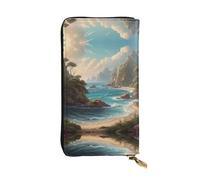 WZYWHJ Elegante cartera de piel estampada Tranquil Coast, bolso largo para mujer, material duradero, 12 ranuras para tarjetas, compartimentos con cremallera