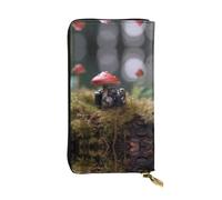 WZYWHJ Elegante cartera de piel impresa con hongos pequeños en la cámara, bolso largo para mujer, material duradero, 12 ranuras para tarjetas, compartimentos con cremallera