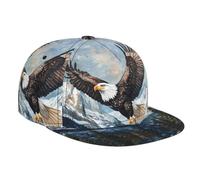 WZYWHJ Elegante gorra de béisbol de ala plana, patrón de águila, absorbe la humedad y transpirable, adecuada para uso diario, deportes y viajes, color negro