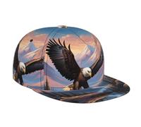 WZYWHJ Elegante gorra de béisbol de ala plana, patrón de águila elevada, absorbe la humedad y transpirable, adecuada para uso diario, deportes y viajes, color negro