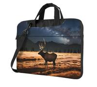 WZYWHJ Elk in the Meadow Prints - Bolsa portátil ultrafina de un solo hombro, accesorios de computadora, suave a prueba de golpes para portátiles, Black, 14 inch