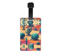 WZYWHJ Etiqueta de equipaje con diseño de cactus del desierto con pulsera desmontable, gancho de viaje para una identificación cómoda, tamaño de tarjeta de visita ligero y personalizado