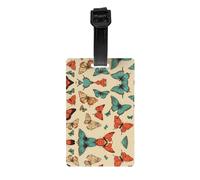 WZYWHJ Etiqueta de equipaje con diseño de mariposa de color dibujada a mano con pulsera desmontable, gancho de viaje para una identificación cómoda, tamaño de tarjeta de visita ligero y personalizado