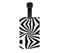 WZYWHJ Etiqueta de equipaje impresa a rayas blancas y negras con pulsera desmontable, gancho de viaje para una identificación cómoda, tamaño de tarjeta de visita ligero y personalizado