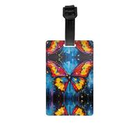 WZYWHJ Etiqueta de equipaje impresa con pintura al óleo de mariposa con correa de muñeca extraíble, gancho de viaje para una fácil identificación, tamaño de tarjeta de visita ligero y personalizable