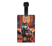 WZYWHJ Etiquetas de protección de privacidad de viaje para hombre y mujer con diseño de tótem de lobo con impresión de fuego