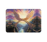 WZYWHJ Felpudo antideslizante de 40,6 x 61 cm, fácil de limpiar, adecuado para puerta delantera, sala de estar, baño, alas en el puente arcoíris impreso