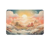 WZYWHJ Felpudo antideslizante de 40,6 x 61 cm, fácil de limpiar, adecuado para puerta delantera, sala de estar, baño, diseño de amanecer de la ciudad
