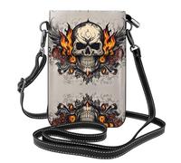 WZYWHJ Fire Skull Picture - Bolso cruzado de piel para mujer con correa ajustable para el hombro