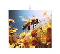 WZYWHJ Flying Bees Daisy Honey - Alfombrilla de secado para cocina: hecha de esponja absorbente de agua, con cordón para colgar, 45,7 x 40,6 cm