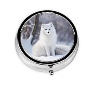WZYWHJ Fox in The Snow - Caja de medicina circular impresa portátil, de viaje, con compartimentos, mini dispensador de píldoras