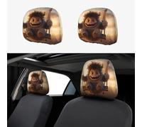 WZYWHJ Funda de almohada para coche, diseño de El pequeño monstruo en el columpio, 2 piezas, accesorios de funda de asiento, funda protectora universal
