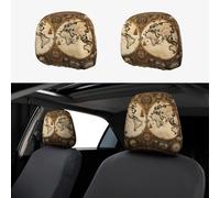 WZYWHJ Funda de almohada para coche, diseño vintage con mapa del viejo mundo, 2 piezas, accesorios de funda de asiento, funda protectora universal