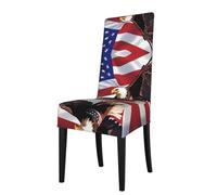 WZYWHJ Funda de silla desmontable con diseño de águila patriótica de Estados Unidos con bandera estadounidense, instalación rápida y fácil mantenimiento, adecuada para respaldos de silla cuadrados