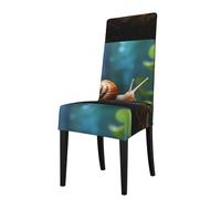 WZYWHJ Funda de silla desmontable con estampado de caracol en una rama, instalación rápida y fácil mantenimiento, adecuada para respaldos de silla cuadrados