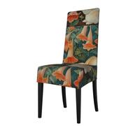 WZYWHJ Funda de silla desmontable con estampado de conejo bajo la gloria de la mañana, instalación rápida y fácil mantenimiento, adecuada para respaldos de silla cuadrados