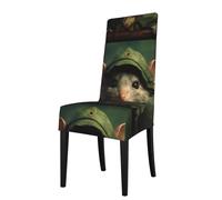 WZYWHJ Funda de silla desmontable con estampado de cornudo de Little Mouse de instalación rápida y fácil mantenimiento, adecuada para respaldos de silla cuadrados