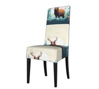 WZYWHJ Funda de silla desmontable impresa con ilustración de oso marrón, instalación rápida y fácil mantenimiento, adecuada para respaldos de silla cuadrados