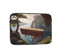 WZYWHJ Funda portátil de madera con diseño de ataúd colgando del acantilado a prueba de golpes para laptop de 10 pulgadas, para hombres y mujeres, viajes de negocios, escuela, oficina, uso diario