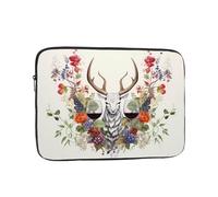 WZYWHJ Funda portátil para portátil de 12 pulgadas, diseño de cabeza de ciervo y vino tinto, a prueba de golpes, para hombres y mujeres, viajes de negocios, escuela, oficina, uso diario
