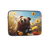 WZYWHJ Funda portátil para portátil de 38.1 cm, diseño de oso mirando hacia arriba en flores, a prueba de golpes, para hombres y mujeres, viajes de negocios, escuela, oficina, uso diario