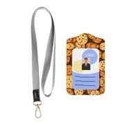 WZYWHJ Funda protectora de piel para tarjeta de identificación con diseño de galletas con chispas de chocolate, con cuerda desmontable para colgar