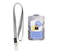 Wzywhj Funda protectora de piel para tarjeta de identificación con diseño de pájaro enfrentándose entre sí, con cuerda desmontable para colgar