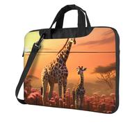 WZYWHJ Giraffe Mum and Baby Prints - Bolsa para portátil con interior suave, múltiples bolsillos, ideal para hombres, viajes y negocios, color negro, 13 pulgadas