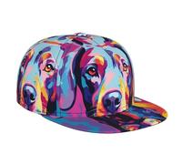 WZYWHJ Gorra de béisbol de ala plana, colorida cabeza de perro impresa, ajustable, transpirable y ligera para hombres y mujeres