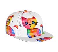 WZYWHJ Gorra de béisbol de ala plana colorida con estampado de gato, ajustable, transpirable y ligera para hombres y mujeres