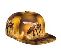 WZYWHJ Gorra de béisbol de ala plana con estampado de abeja ajustable, transpirable y ligera para hombres y mujeres, color negro