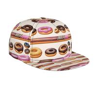 WZYWHJ Gorra de béisbol de ala plana con estampado de donas dulces, ajustable, transpirable y ligera para hombres y mujeres