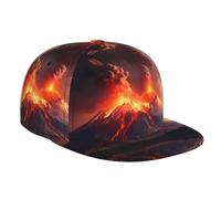 WZYWHJ Gorra de béisbol de ala plana con estampado de erupciones volcánicas ajustable, transpirable y ligera para hombres y mujeres, color negro