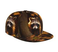 WZYWHJ Gorra de béisbol de ala plana con estampado de mapache cobarde, ajustable, transpirable y ligera para hombres y mujeres, color negro