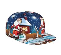 WZYWHJ Gorra de béisbol de ala plana con estampado de Papá Noel ajustable, transpirable y ligera para hombres y mujeres, color negro