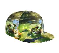 WZYWHJ Gorra de béisbol de ala plana con estampado de rana agachada, ajustable, transpirable y ligera para hombres y mujeres, color negro