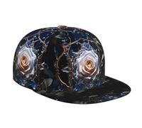 WZYWHJ Gorra de béisbol de ala plana con estampado de rosas blancas de cristal, ajustable, transpirable y ligera para hombres y mujeres