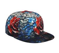 WZYWHJ Gorra de béisbol de ala plana con estampado de rosas rojas rotas, ajustable, transpirable y ligera para hombres y mujeres