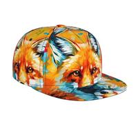 WZYWHJ Gorra de béisbol de ala plana con estampado de zorros coloridos, ajustable, transpirable y ligera para hombres y mujeres
