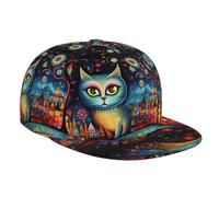 WZYWHJ Gorra de béisbol de ala plana con formas de gato coloridas, estampada, ajustable, transpirable y ligera para hombres y mujeres