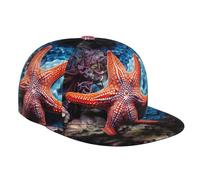 WZYWHJ Gorra de béisbol de ala plana de moda, hermosa impresión de estrella de mar, ajustable, transpirable y ligera para hombres y mujeres, color negro