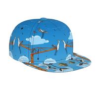 WZYWHJ Gorra de béisbol de ala plana, diseño de grulla de dibujos animados, ajustable, transpirable y ligera, para hombres y mujeres, color negro