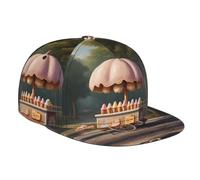 WZYWHJ Gorra de béisbol de ala plana, diseño de helado en el carrito de hongos, ajustable, transpirable y ligera para hombres y mujeres