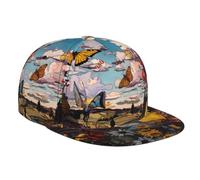 WZYWHJ Gorra de béisbol de ala plana, diseño de mariposas en el valle, ajustable, transpirable y ligera, para hombres y mujeres, color negro